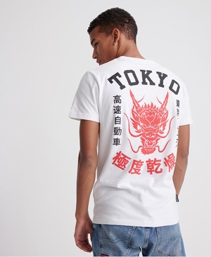 Superdry Urban Varsity Tokyo Graphic Férfi Pólók Fehér | JZGEU2615